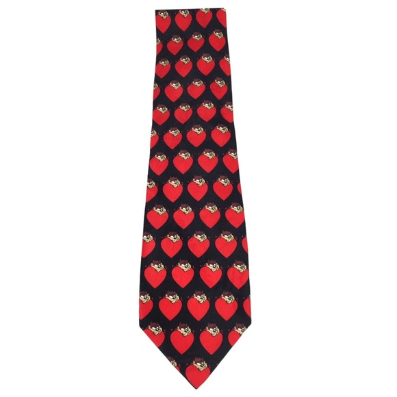 Looney Tunes Tasmanian Devil Neck Tie With Hearts Tazmanian Taz - Picture 3 of 6